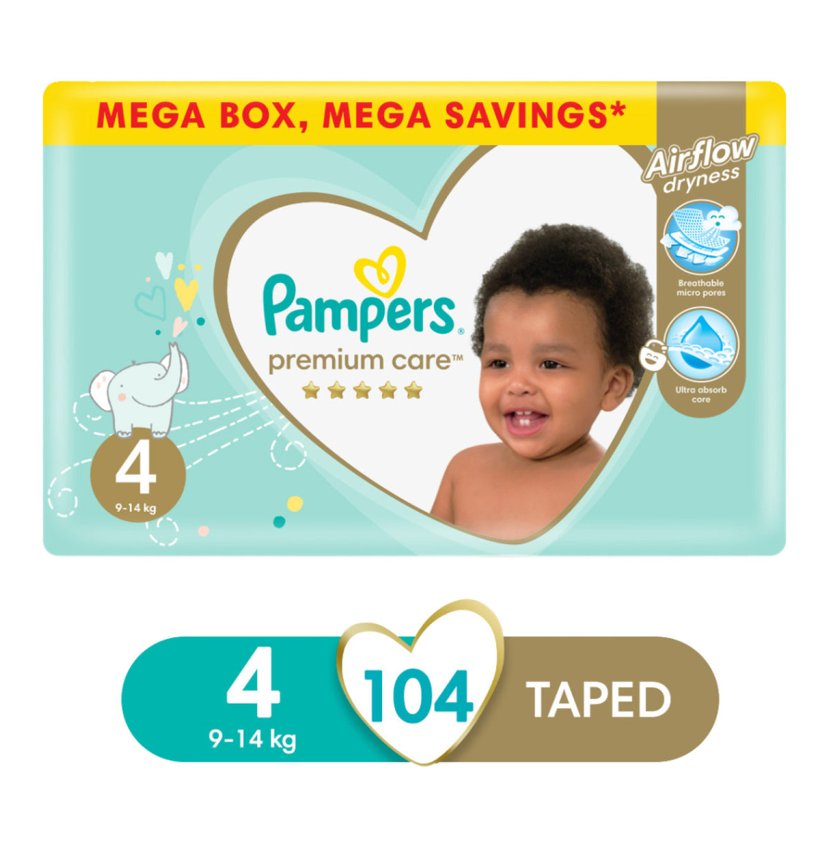 pampers premium mega pack maxi (1 x 104's)
