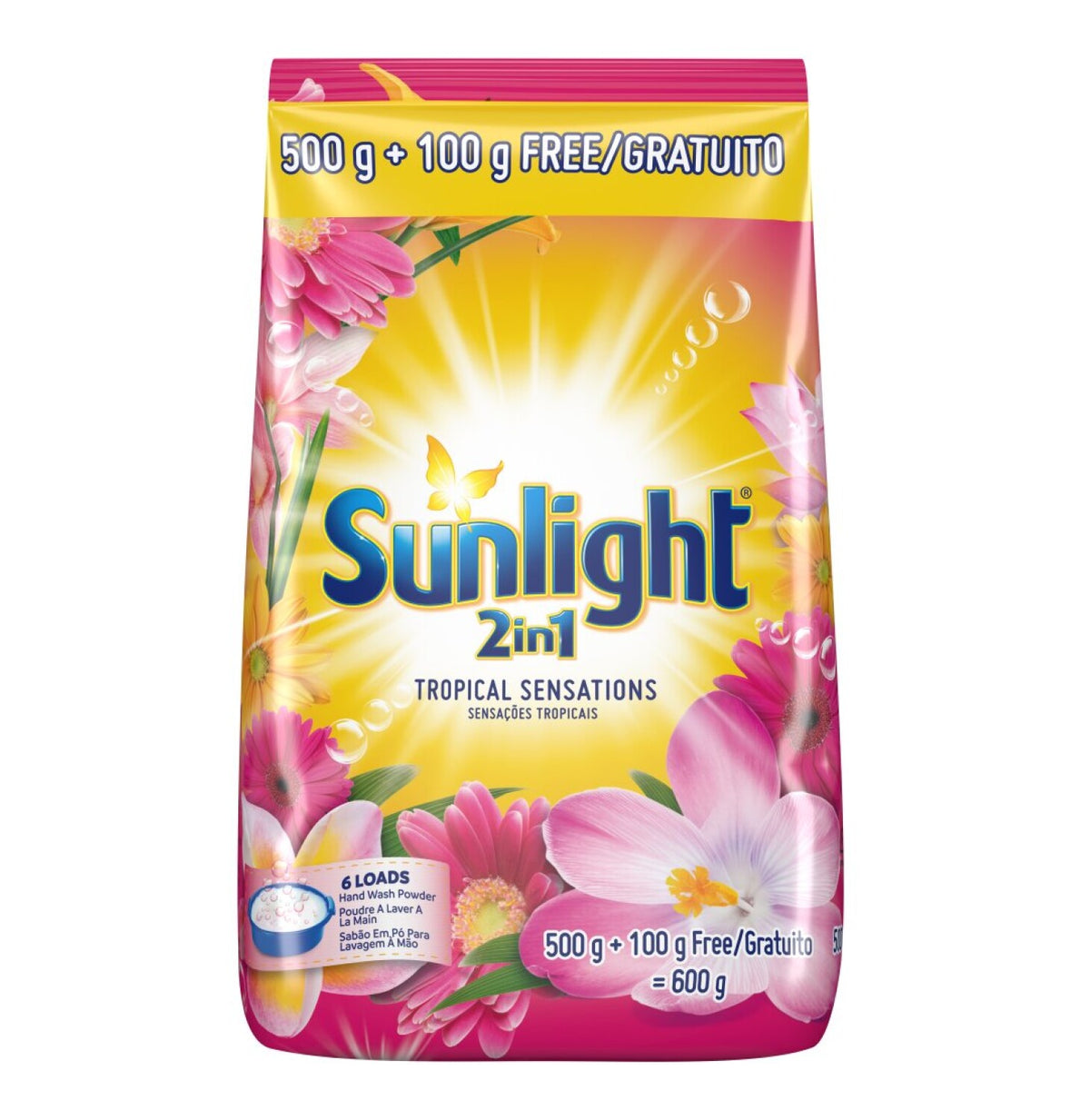 sunlight hand washing powder + 100g free tropical (6 x 500g)