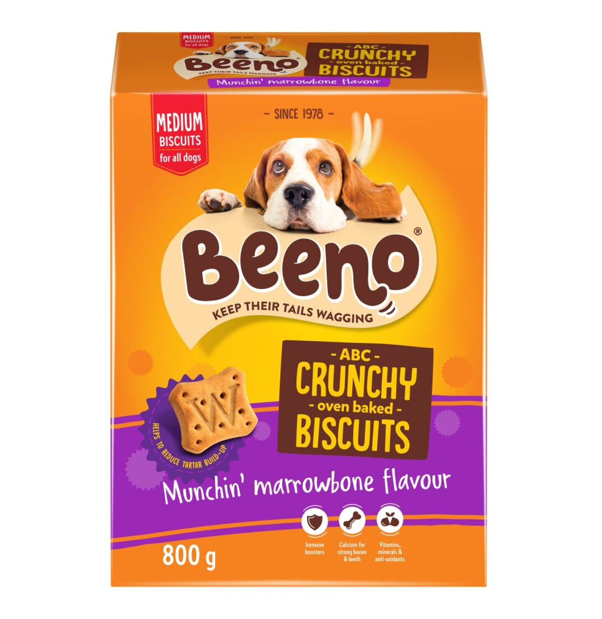 beeno dog biscuits 800g  marrow medium