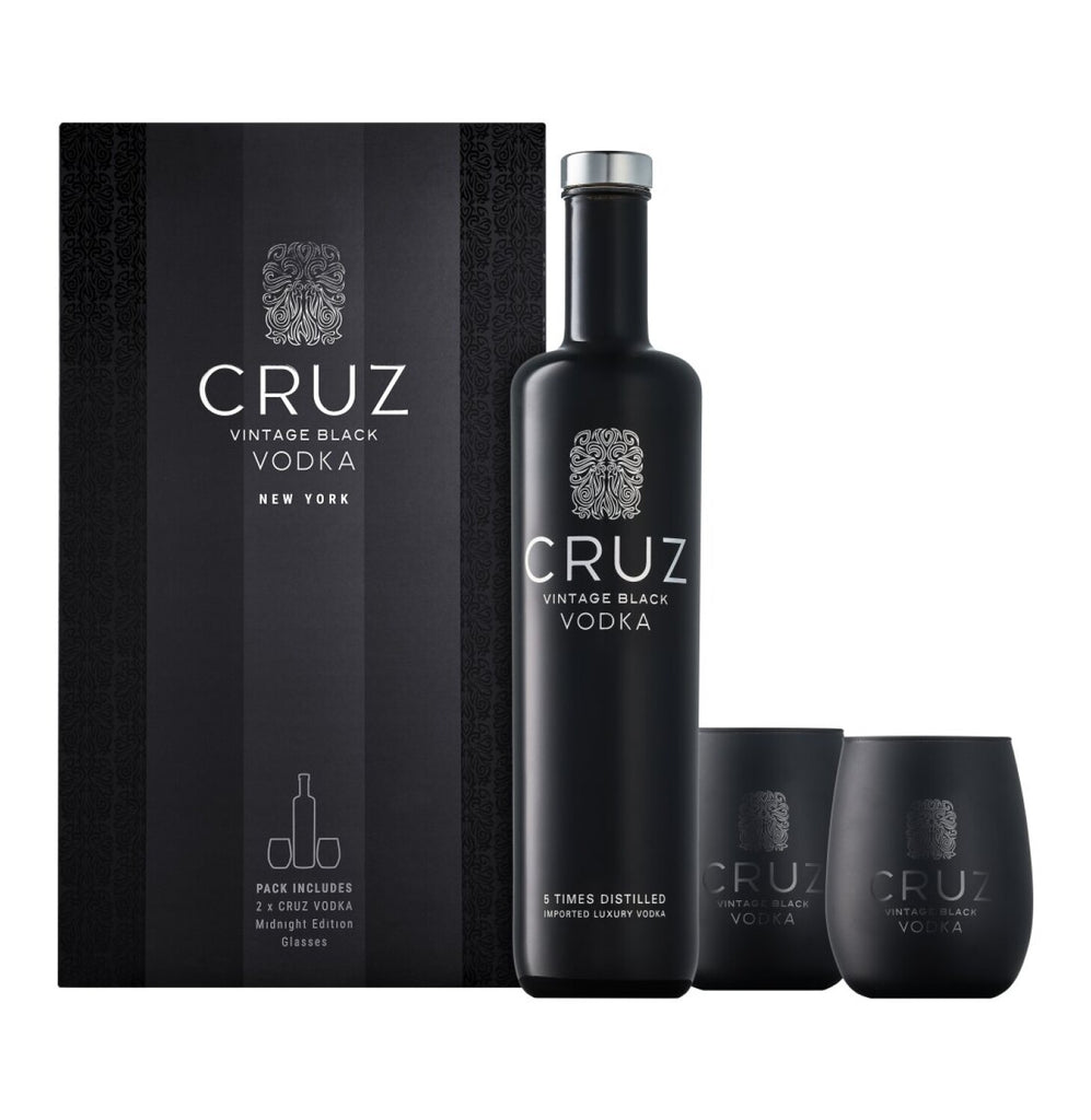 Cruz Vintage Black Vodka with 2 Glasses (1 x 750ml) – daily
