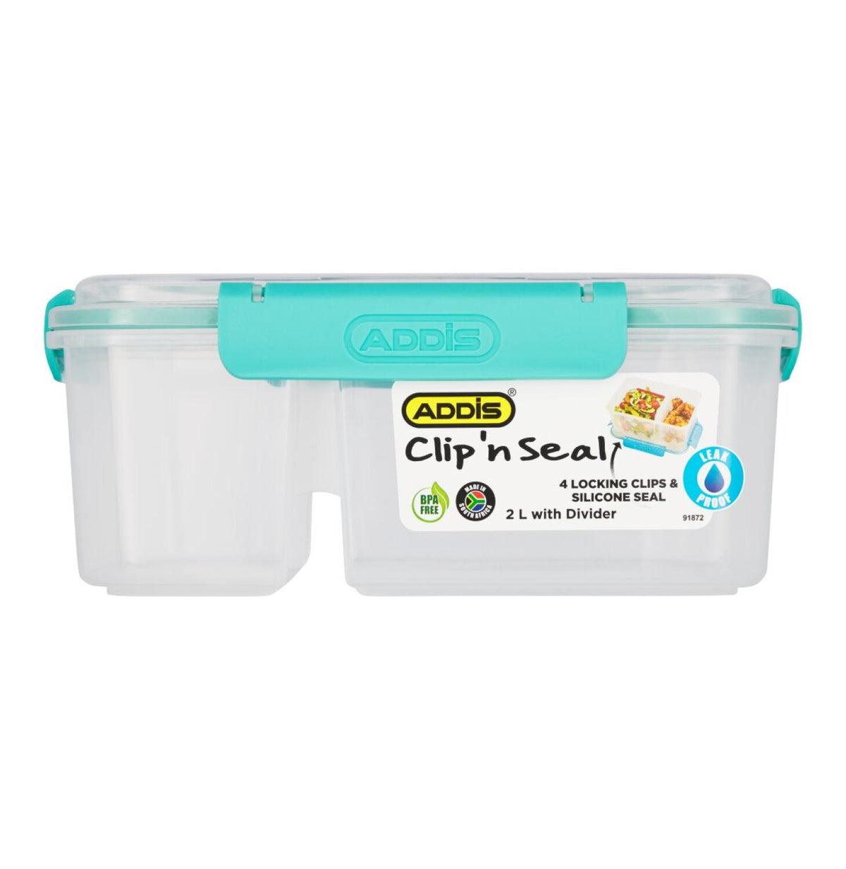 addis 2 l clip 'n seal divider lunch box