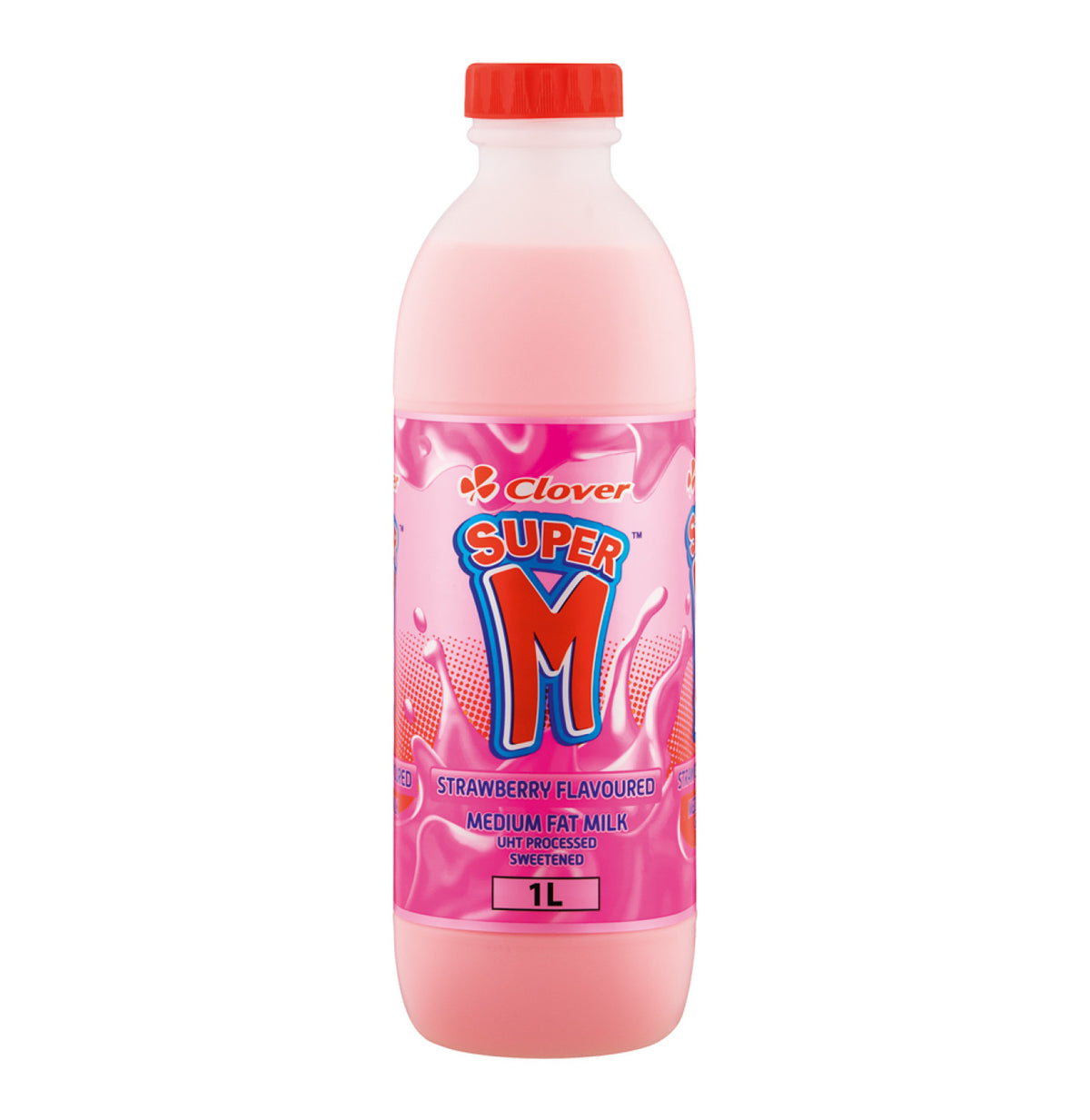 clover super m flavoured long life milk strawberry (6 x 1l)