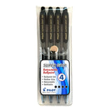 pilot super grip retractable medium ballpoint pen (4 pack) black