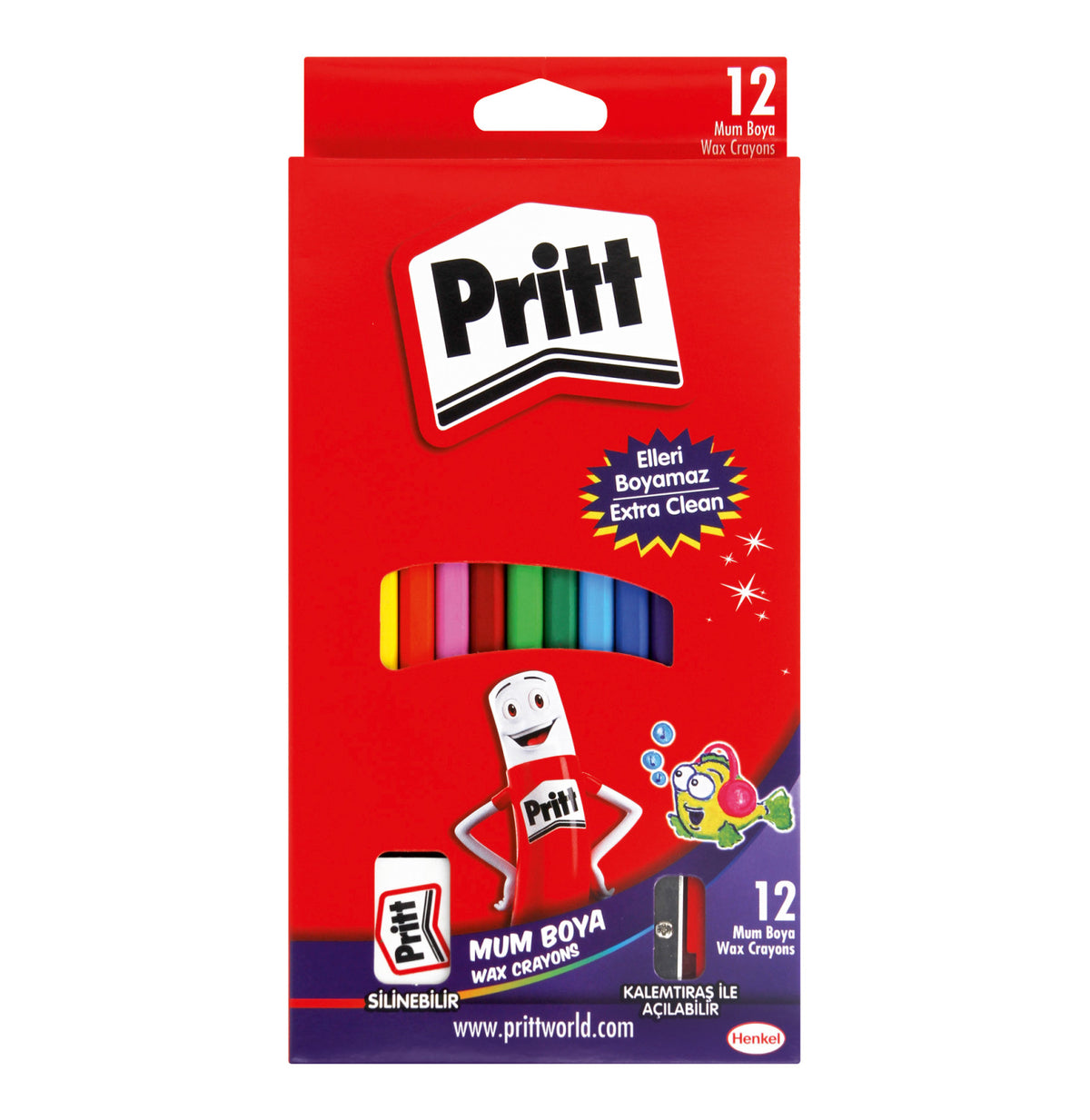 pritt wax crayons assorted 12-pack